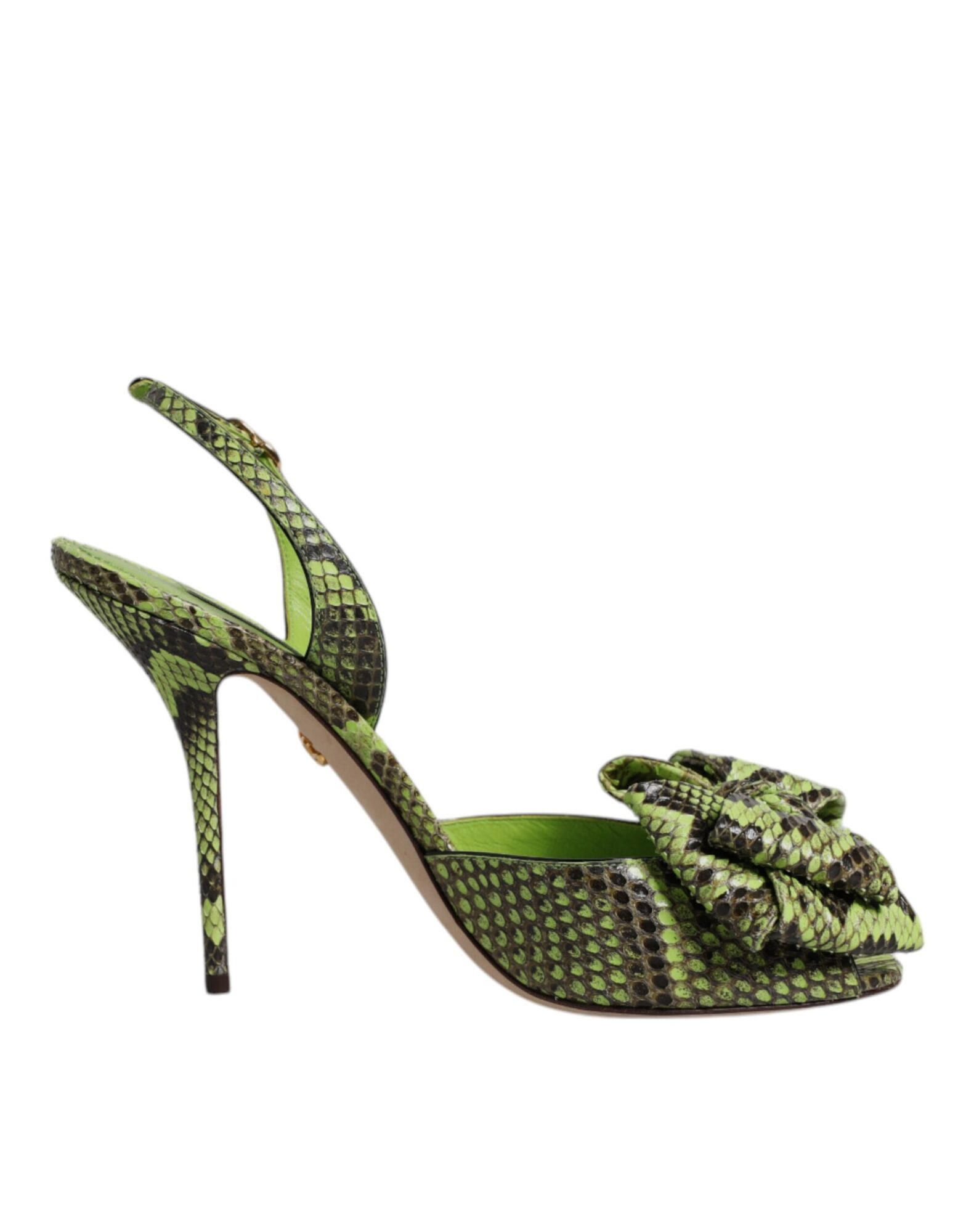 Dolce & Gabbana - Green Python Leather Heels Sandals Shoes
