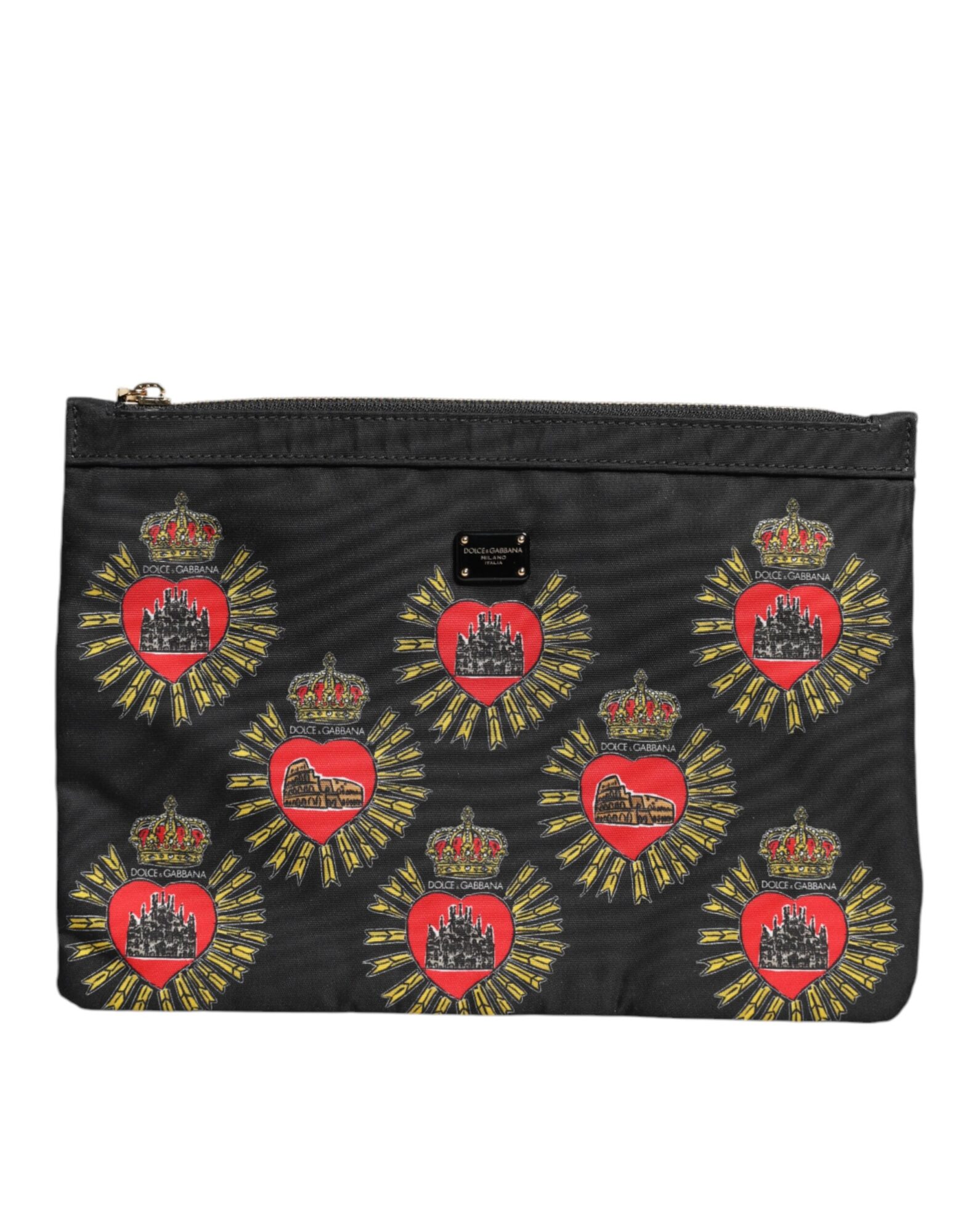 Dolce & Gabbana - Black Red Nylon Sacred Heart Clutch Pouch Bag