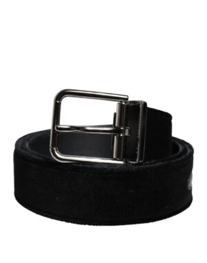 Black Cotton Silver Tone Metal Buckle Belt