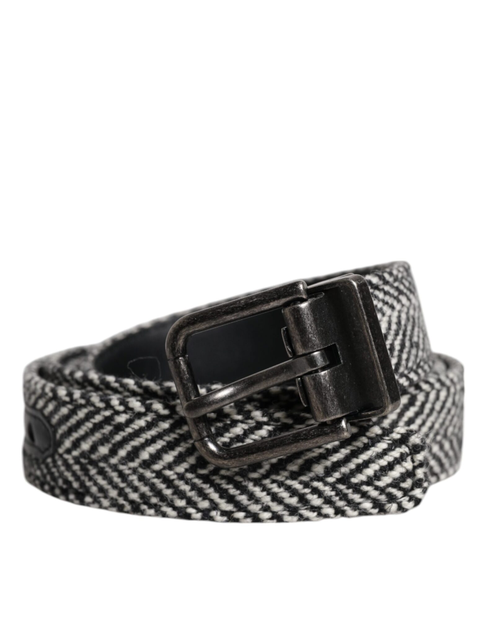 Dolce & Gabbana - Black White Silver Tone Metal Buckle Belt