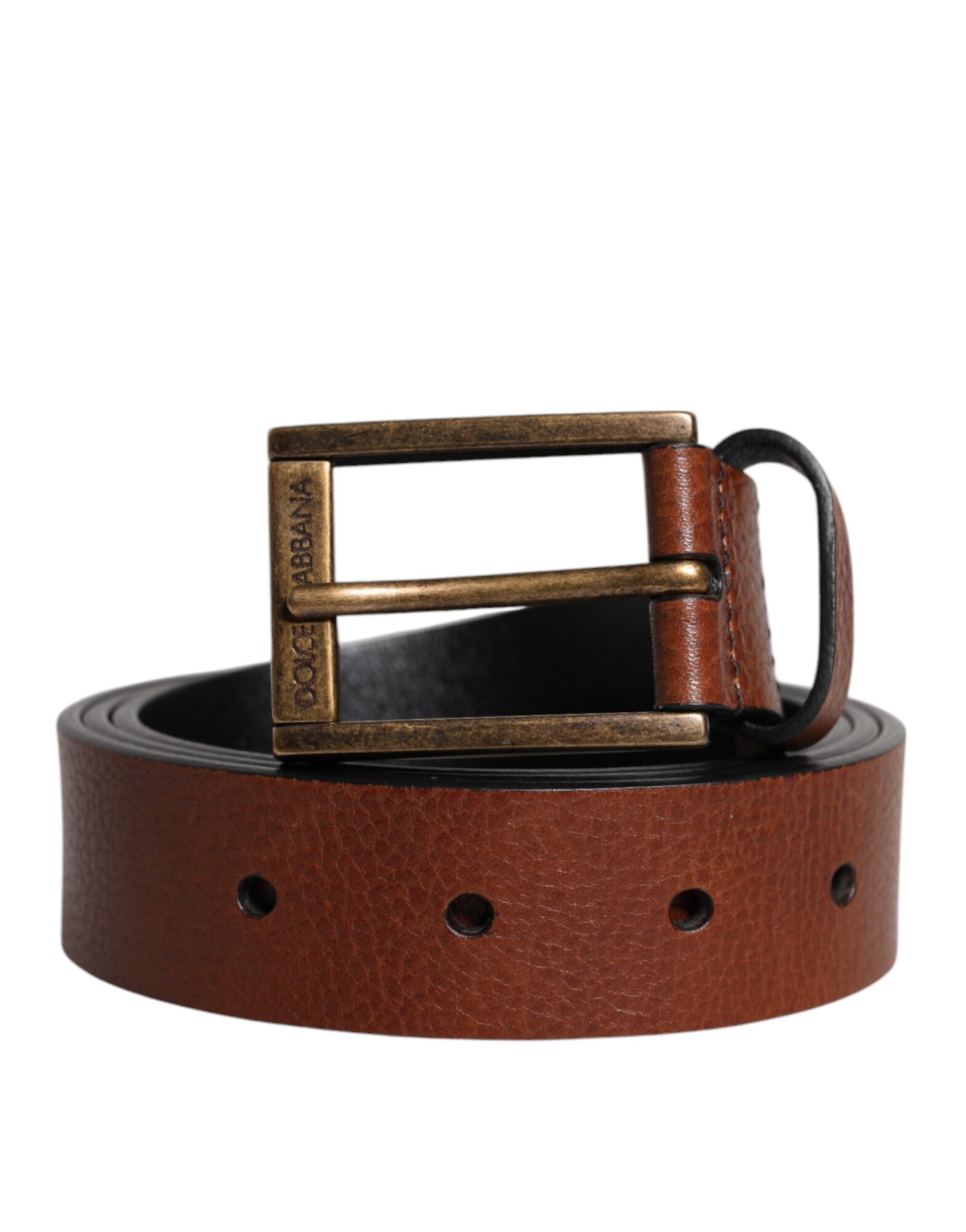 Dolce & Gabbana - Brown Calf Leather Classic Metal Buckle Belt