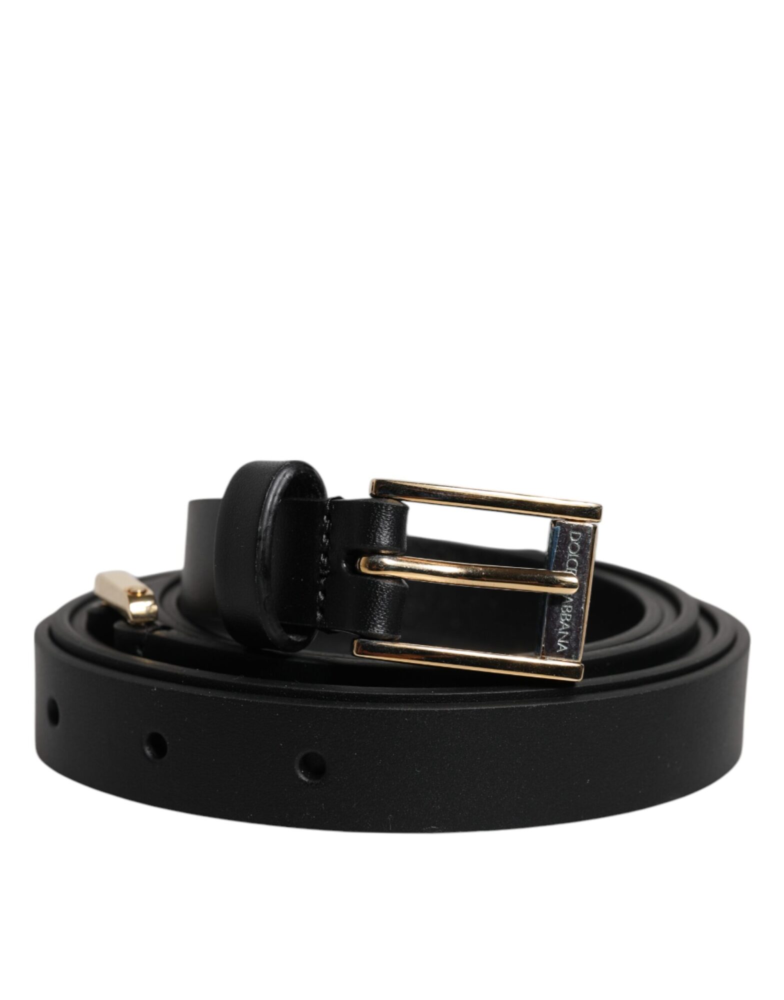 Dolce & Gabbana - Black Calfskin Classic Metal Logo Buckle Belt