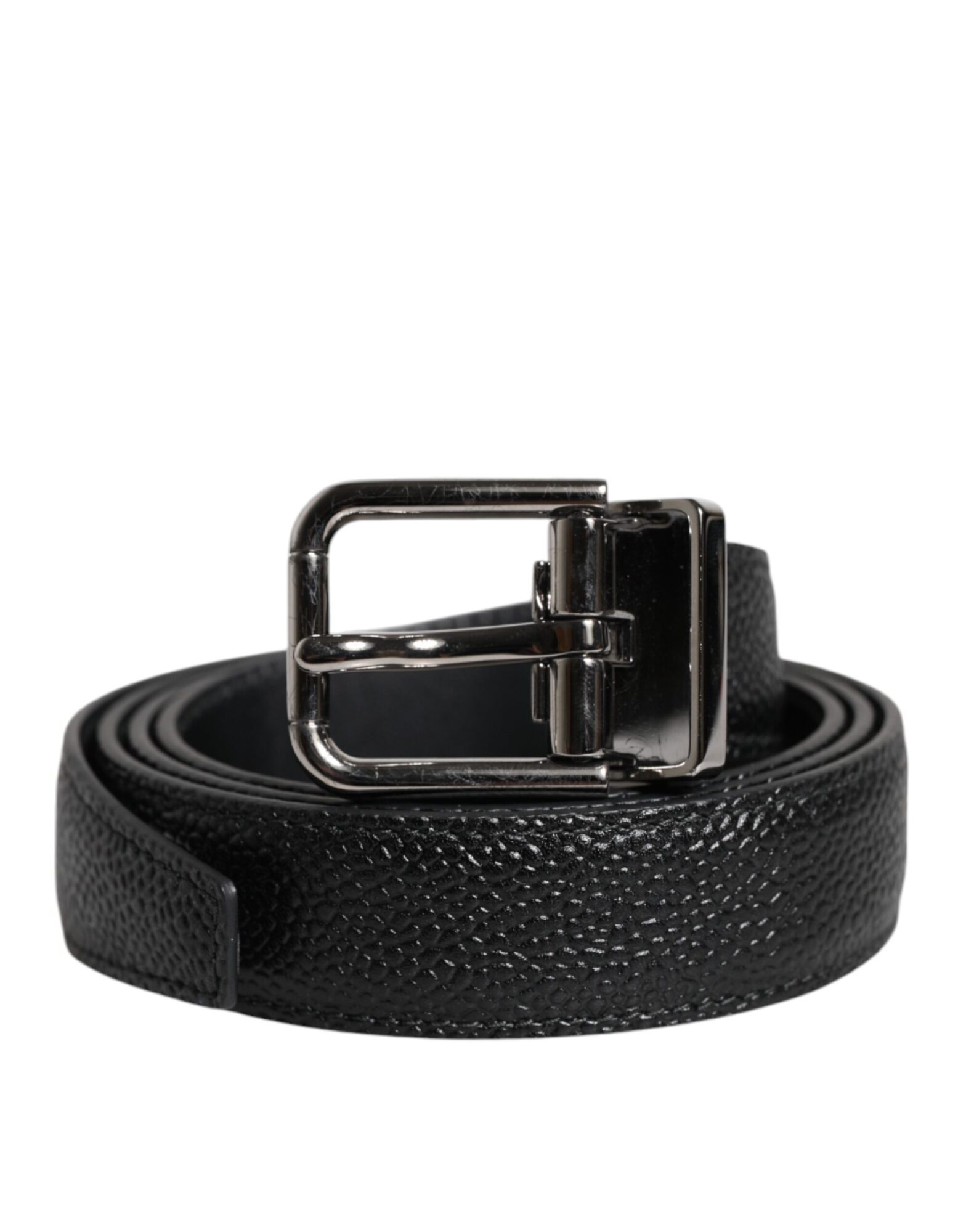 Dolce & Gabbana - Black Calf Leather Classic Metal Buckle Belt