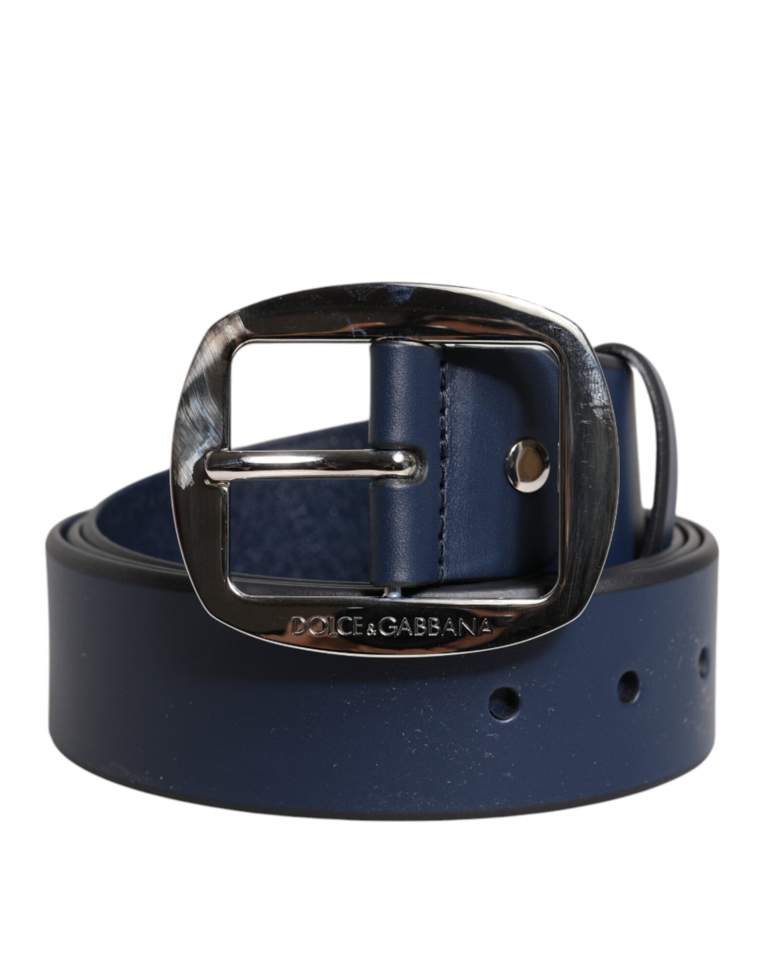 Dolce & Gabbana - Blue Calf Leather Classic Metal Buckle Belt