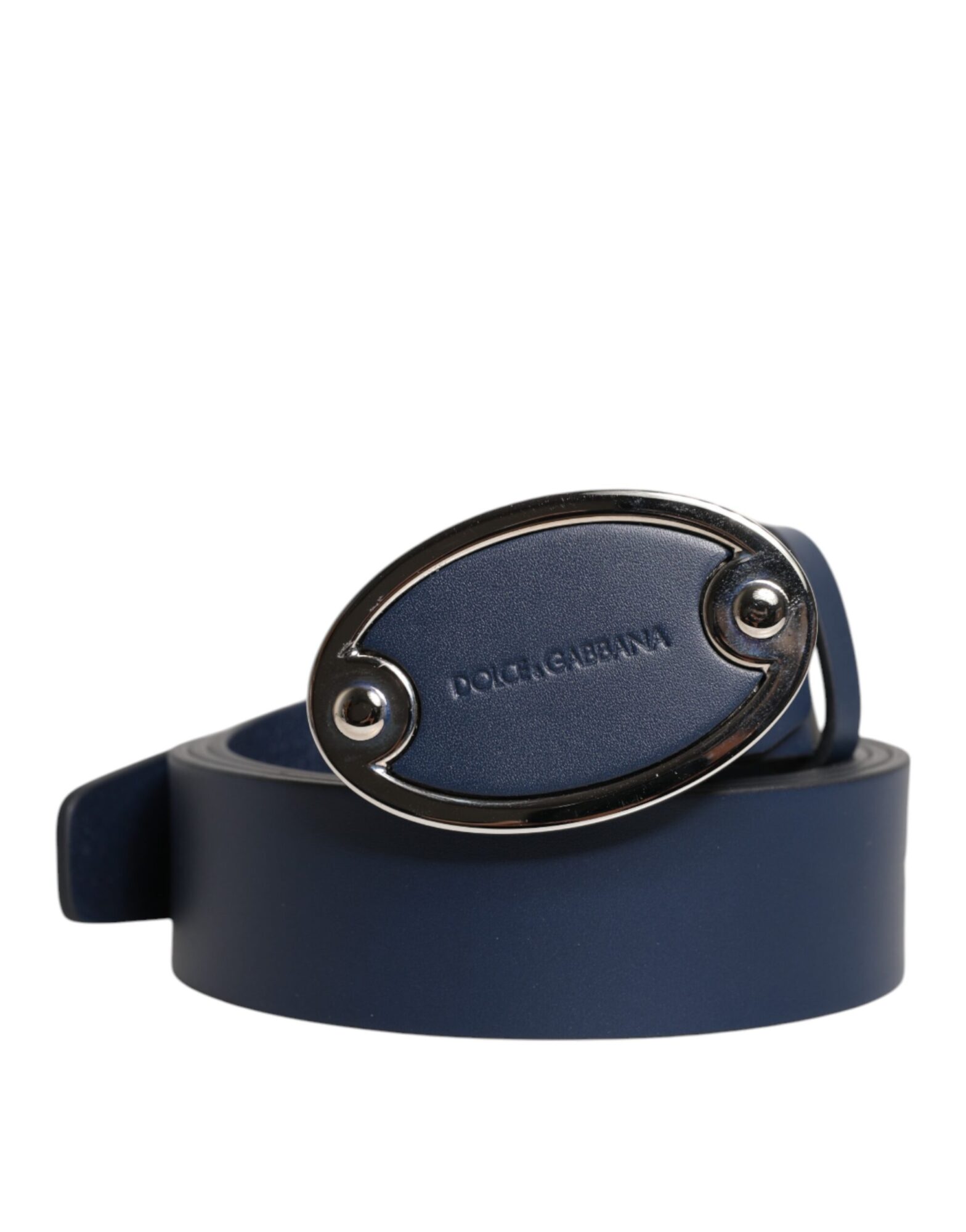 Dolce & Gabbana - Blue Leather Classic Metal Logo Buckle Belt