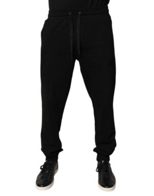 Black Cotton Mid Waist Jogger Sweatpants Pants