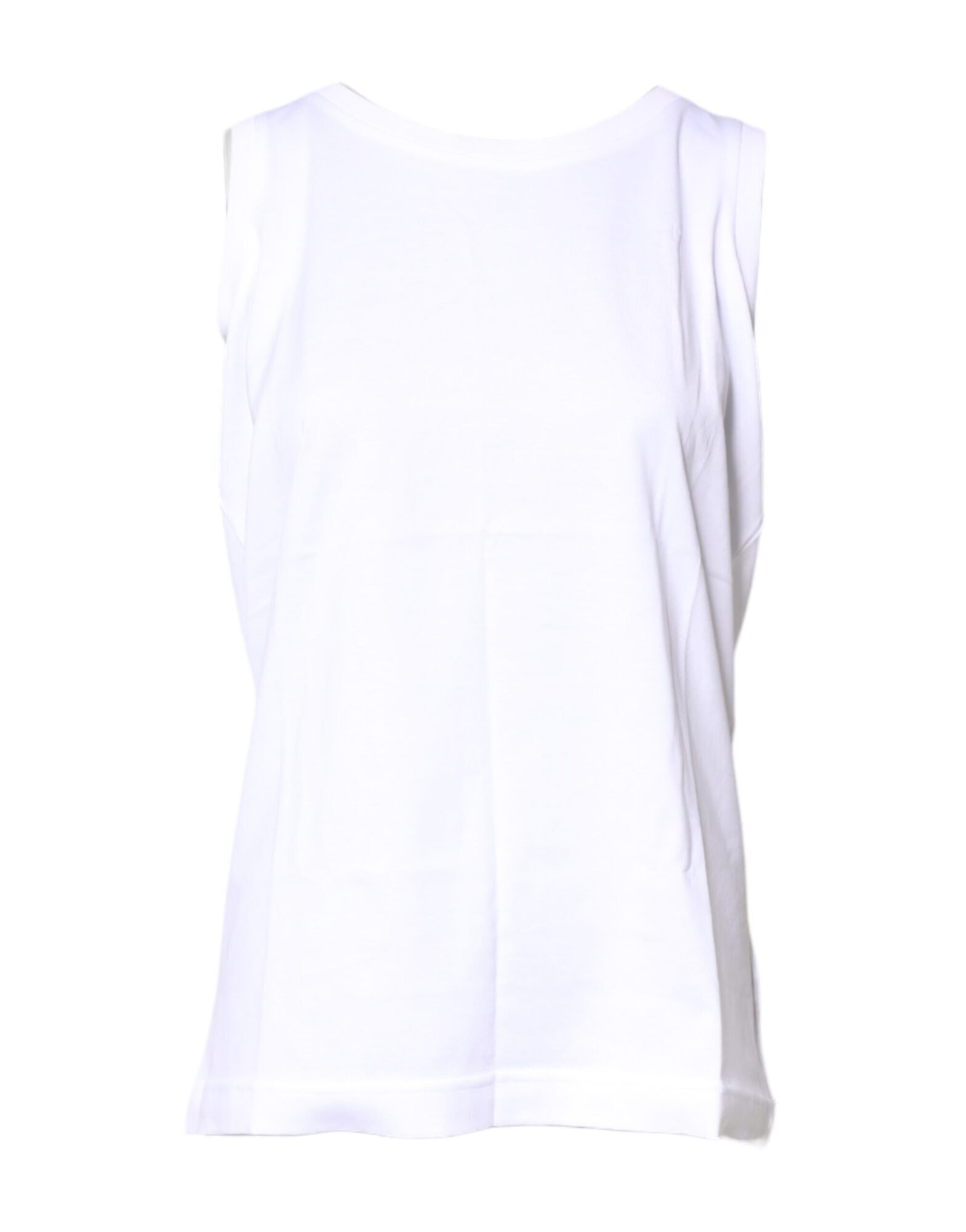 Dolce & Gabbana - White Cotton Sleeveless Crew Neck T-shirt