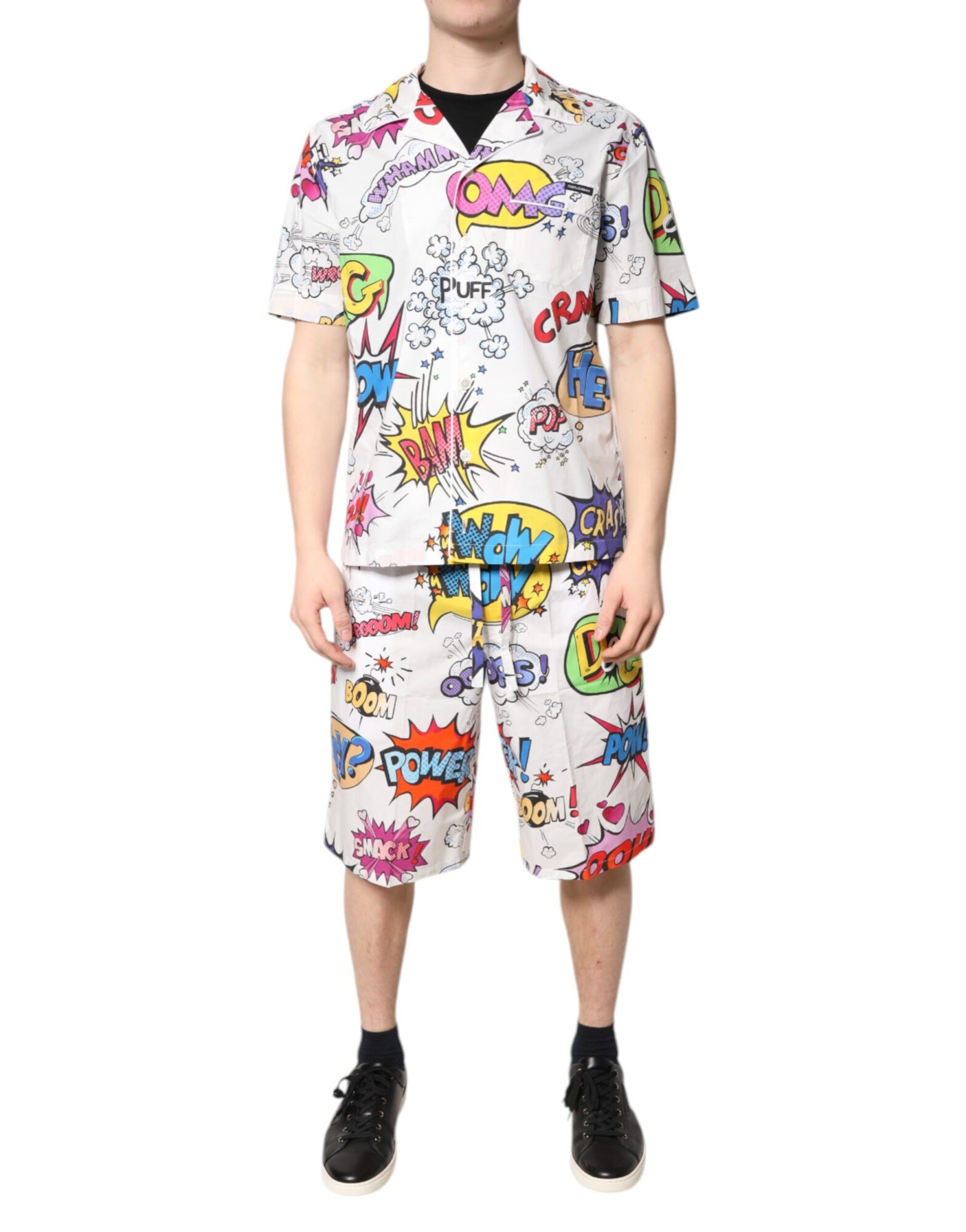 Dolce & Gabbana - White Cartoon Print Cotton Men Pajama Set Sleepwear