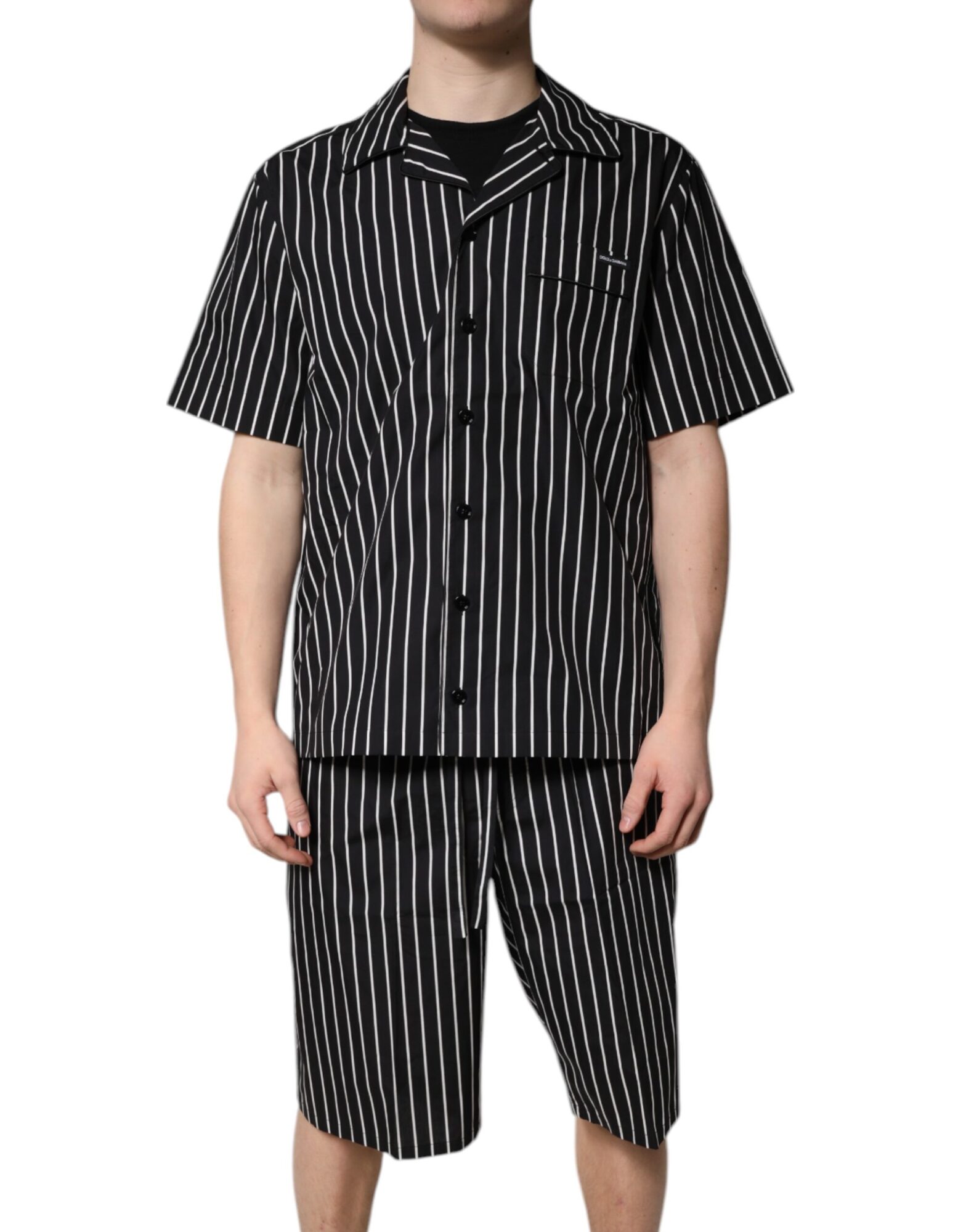 Dolce & Gabbana - Black White Stripes Cotton Men Pajama Set Sleepwear