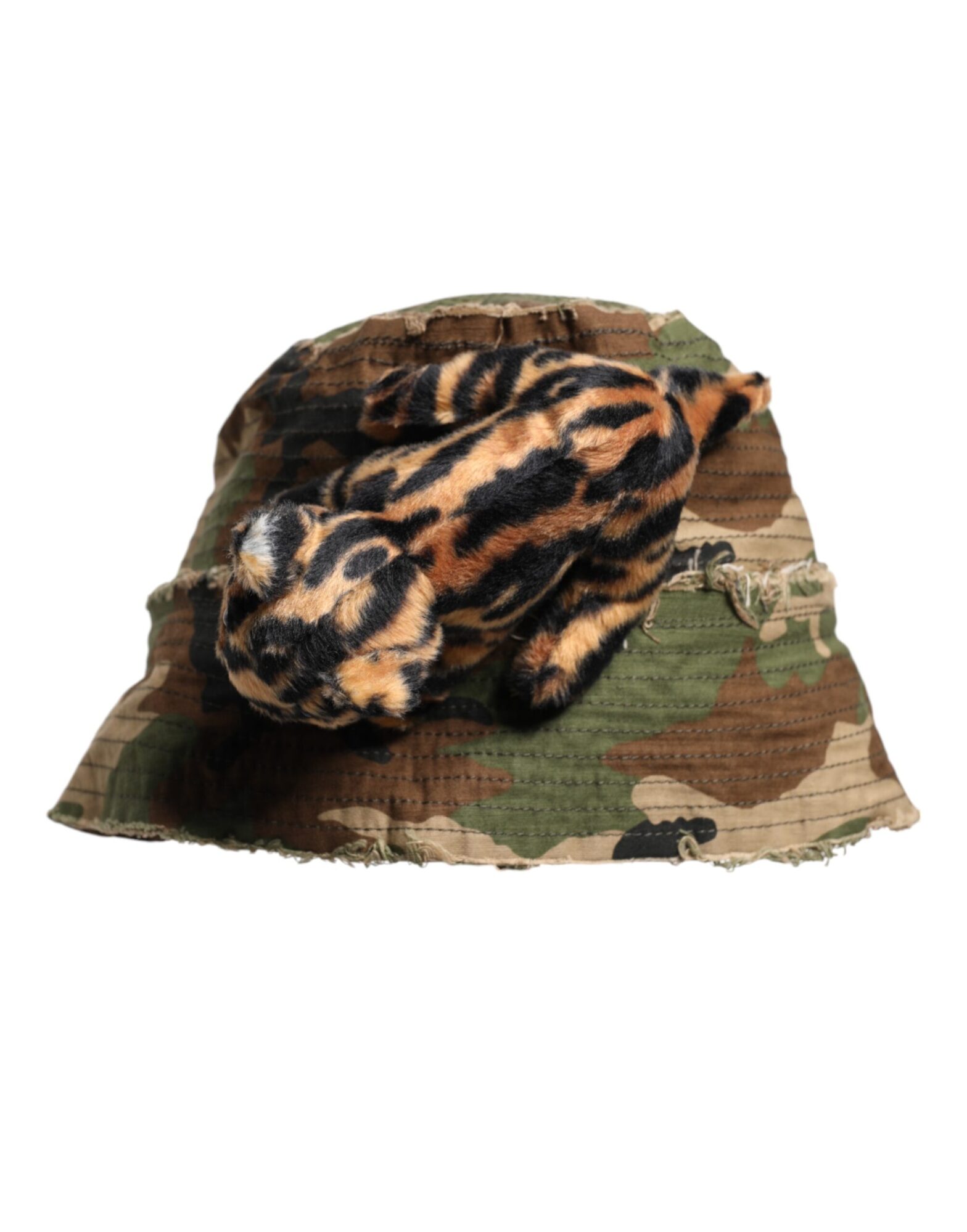 Dolce & Gabbana - Multicolor Leopard Embellish Wide Brim Bucket Hat