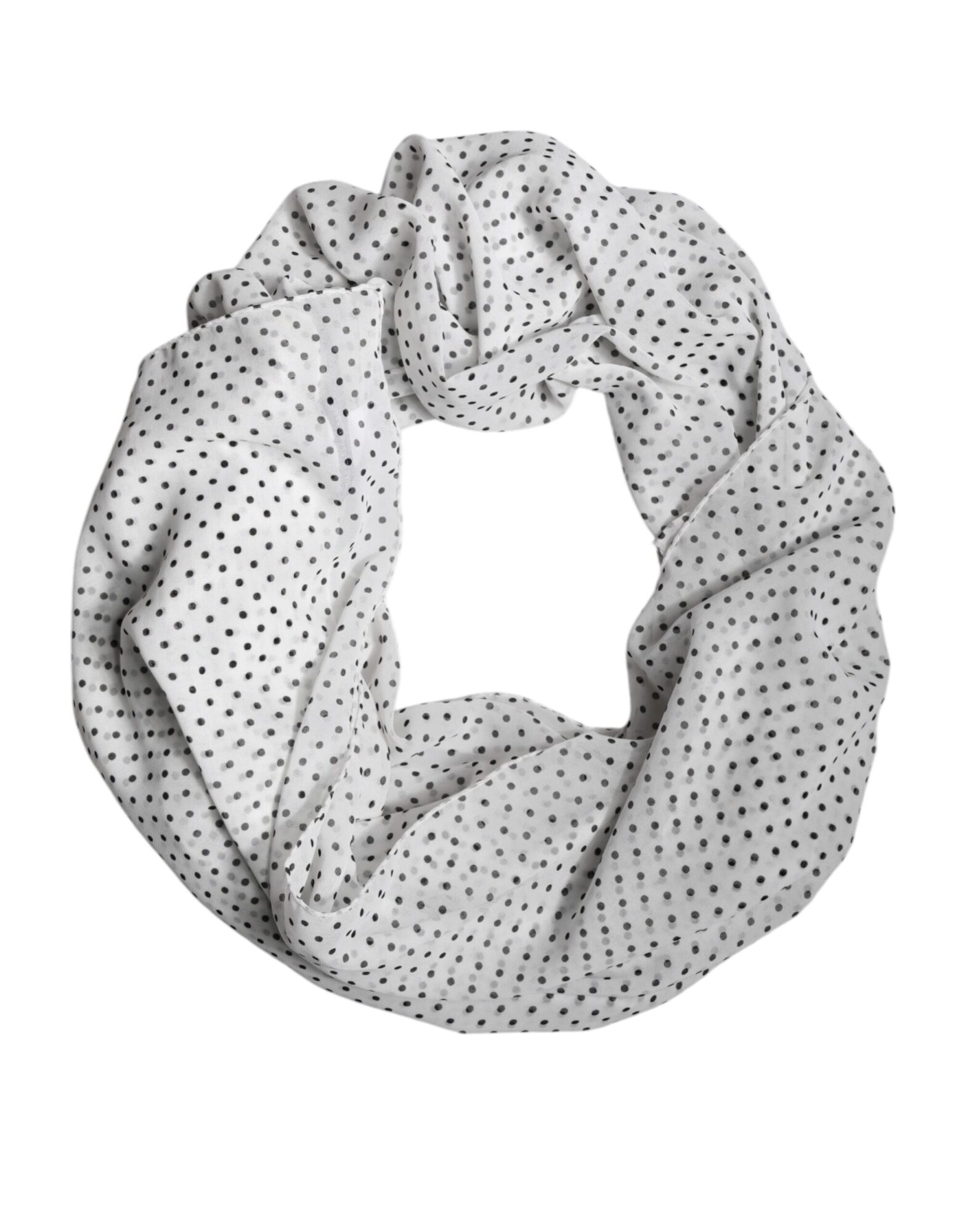 Dolce & Gabbana - White Polka Dots Polyester Wrap Shawl Scarf