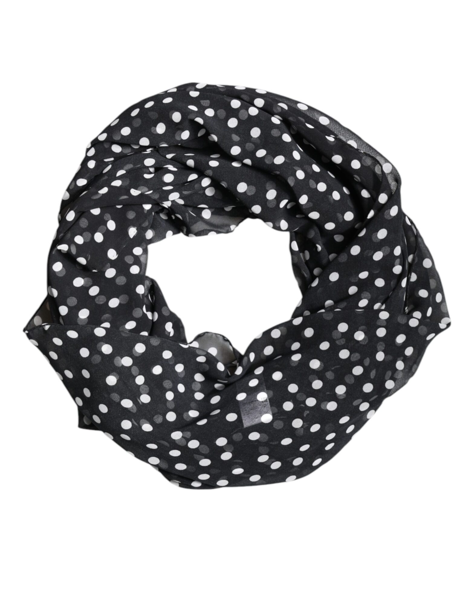 Dolce & Gabbana - Black Polka Dots Polyester Wrap Shawl Scarf