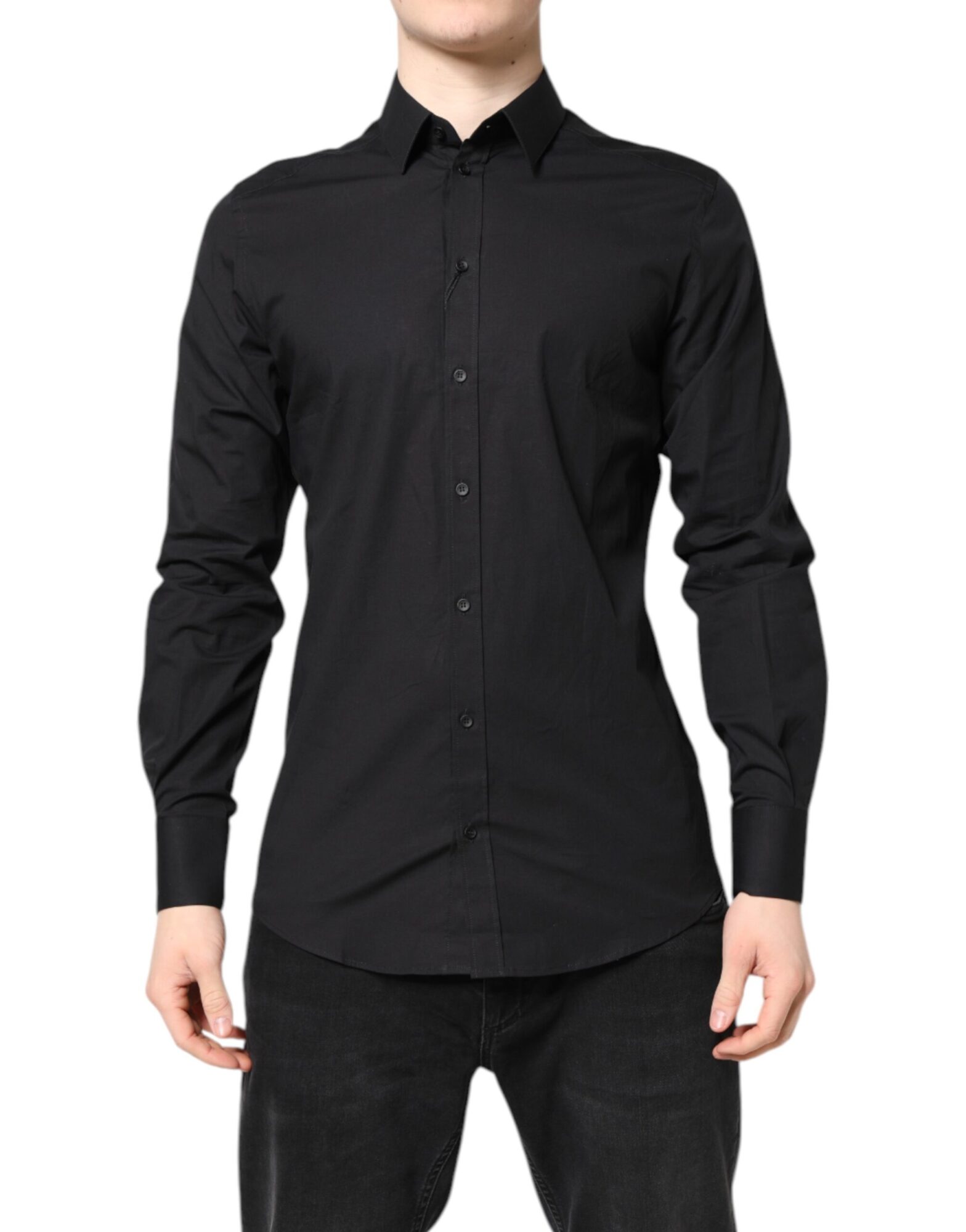 Dolce & Gabbana - Black GOLD Cotton Dress Formal Shirt