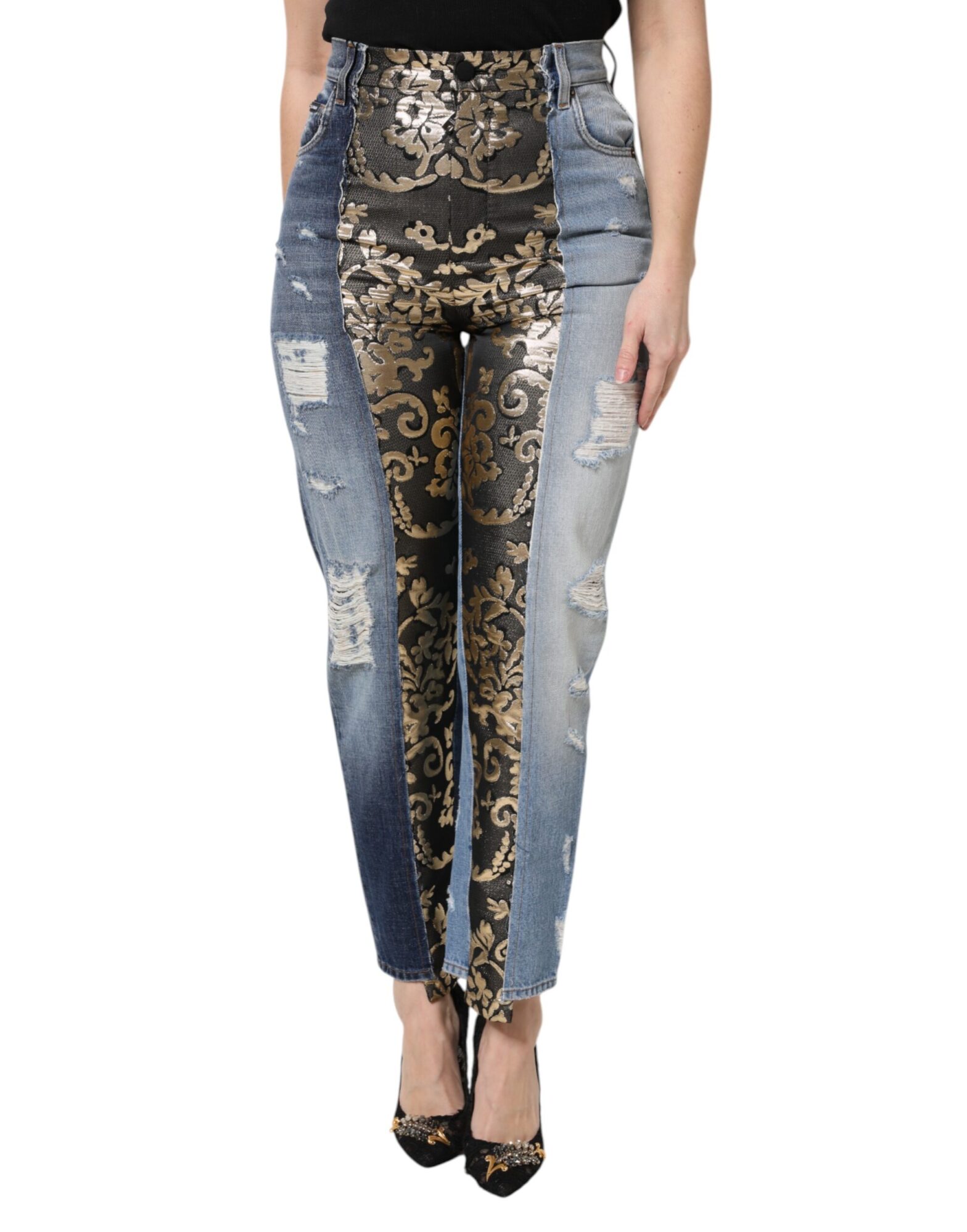 Dolce & Gabbana - Multicolor Patchwork High Waist Denim Jeans