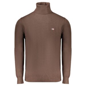 Marrone Poliammide Men's Turtleneck Sweater
