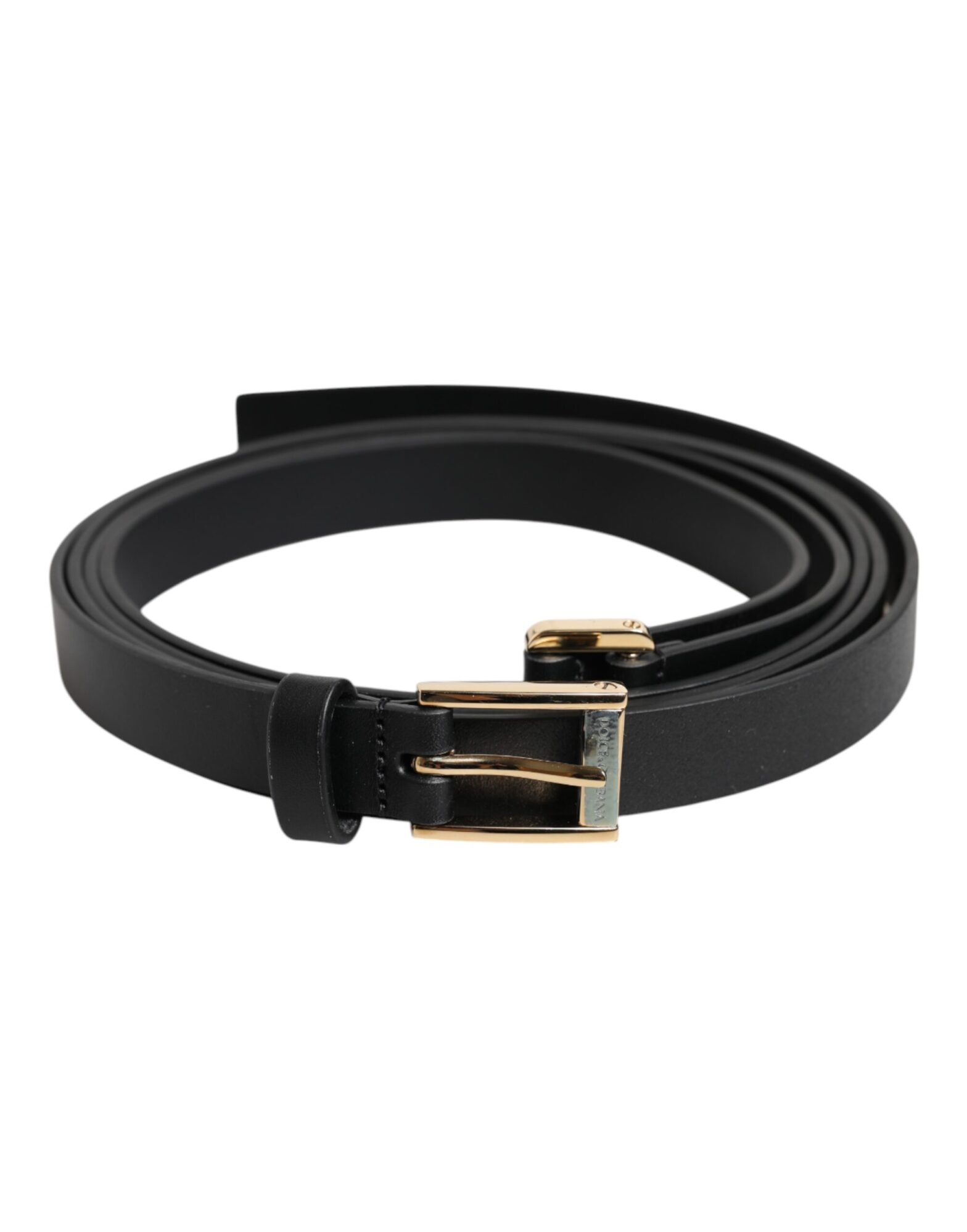 Dolce & Gabbana - Black Classic Gold Metal Logo Buckle Belt