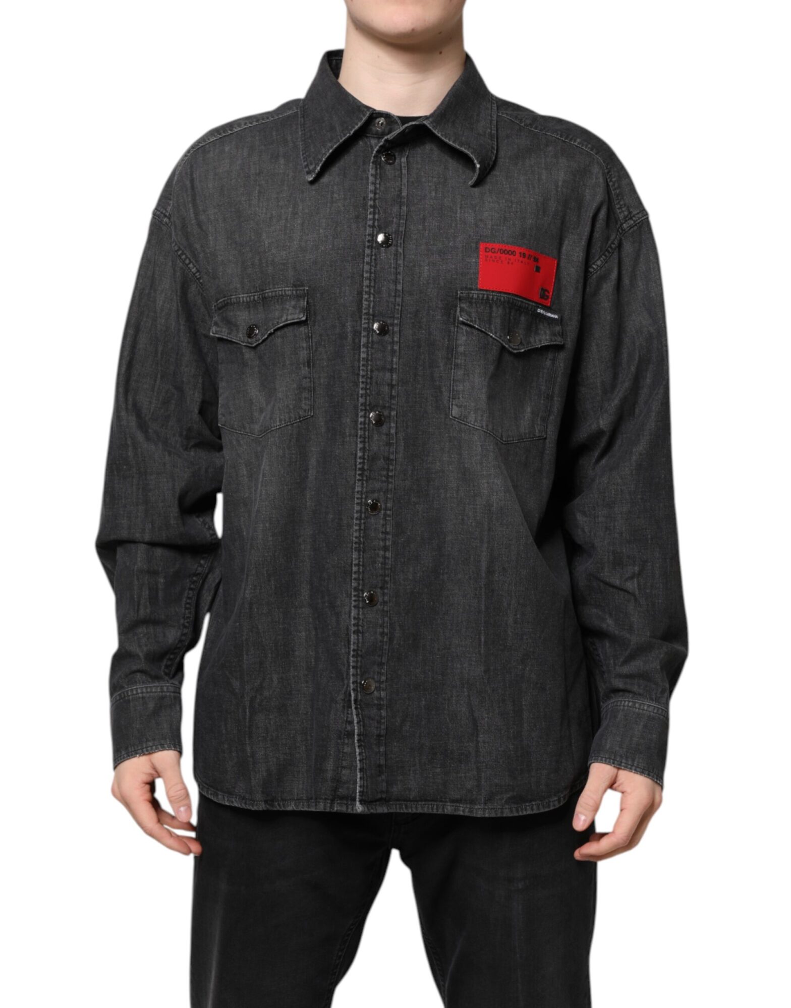 Dolce & Gabbana - Gray Long Sleeves Button Down Denim Shirt