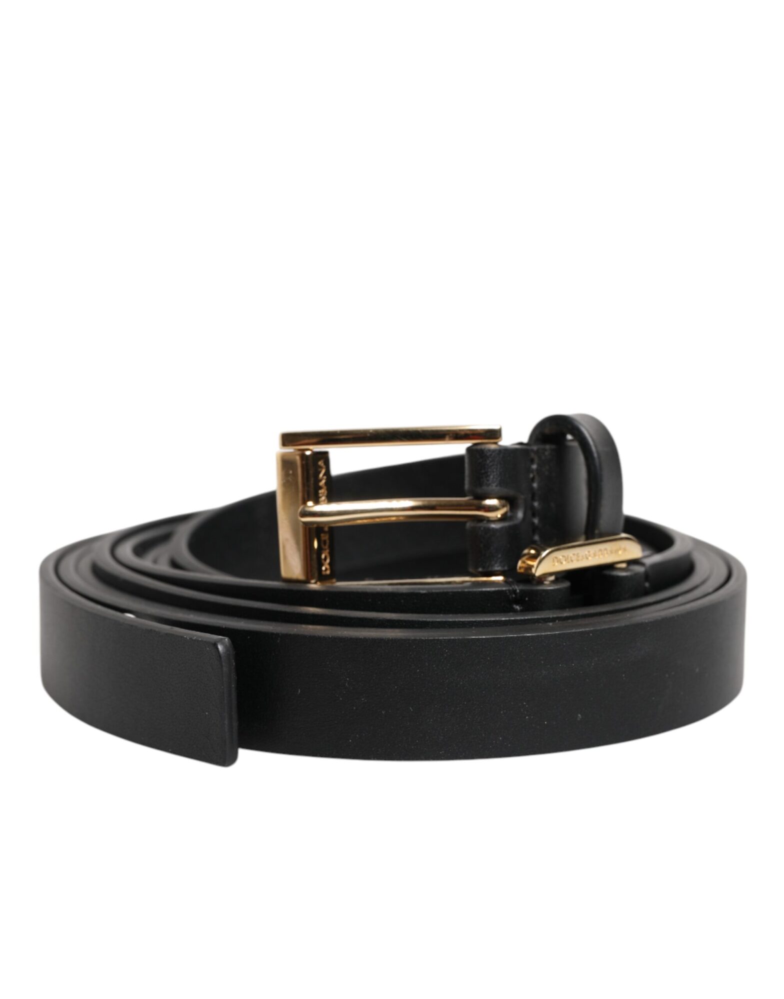 Dolce & Gabbana - Black Double Strap Leather Gold Buckle Belt