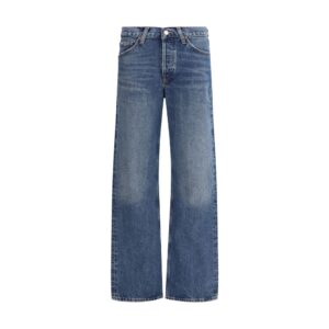 Blue Cotton Straight-Leg Jeans