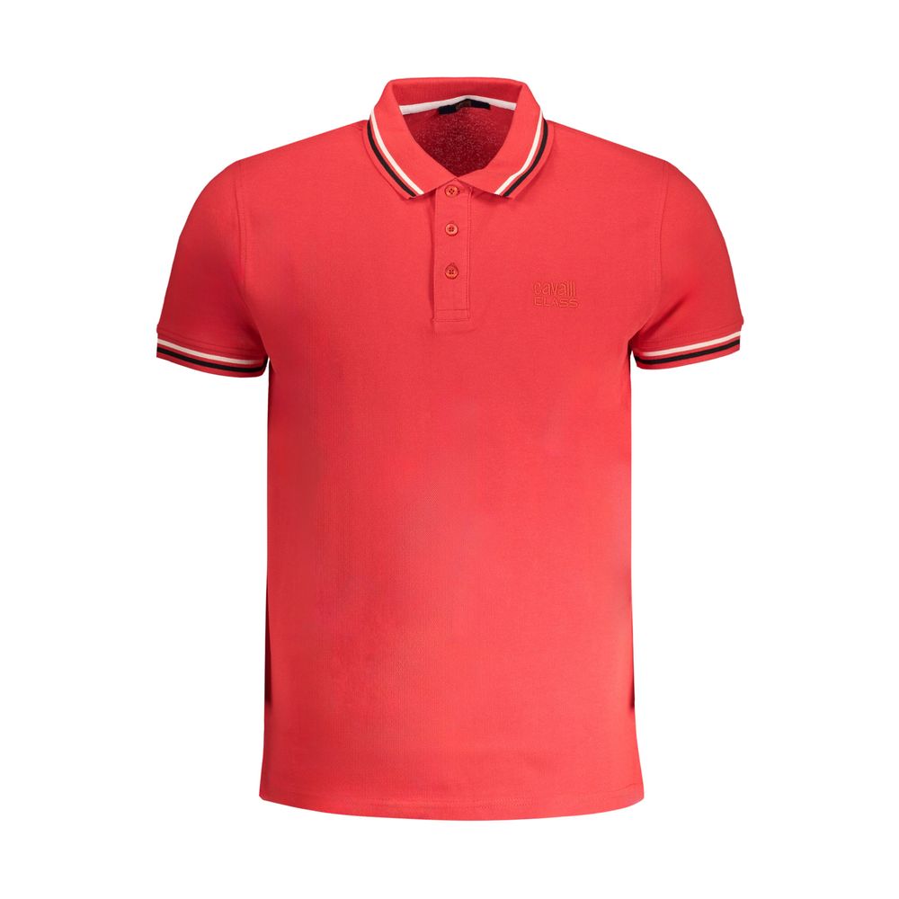 Cavalli Class - Rosso Cotton Men Polo Shirt