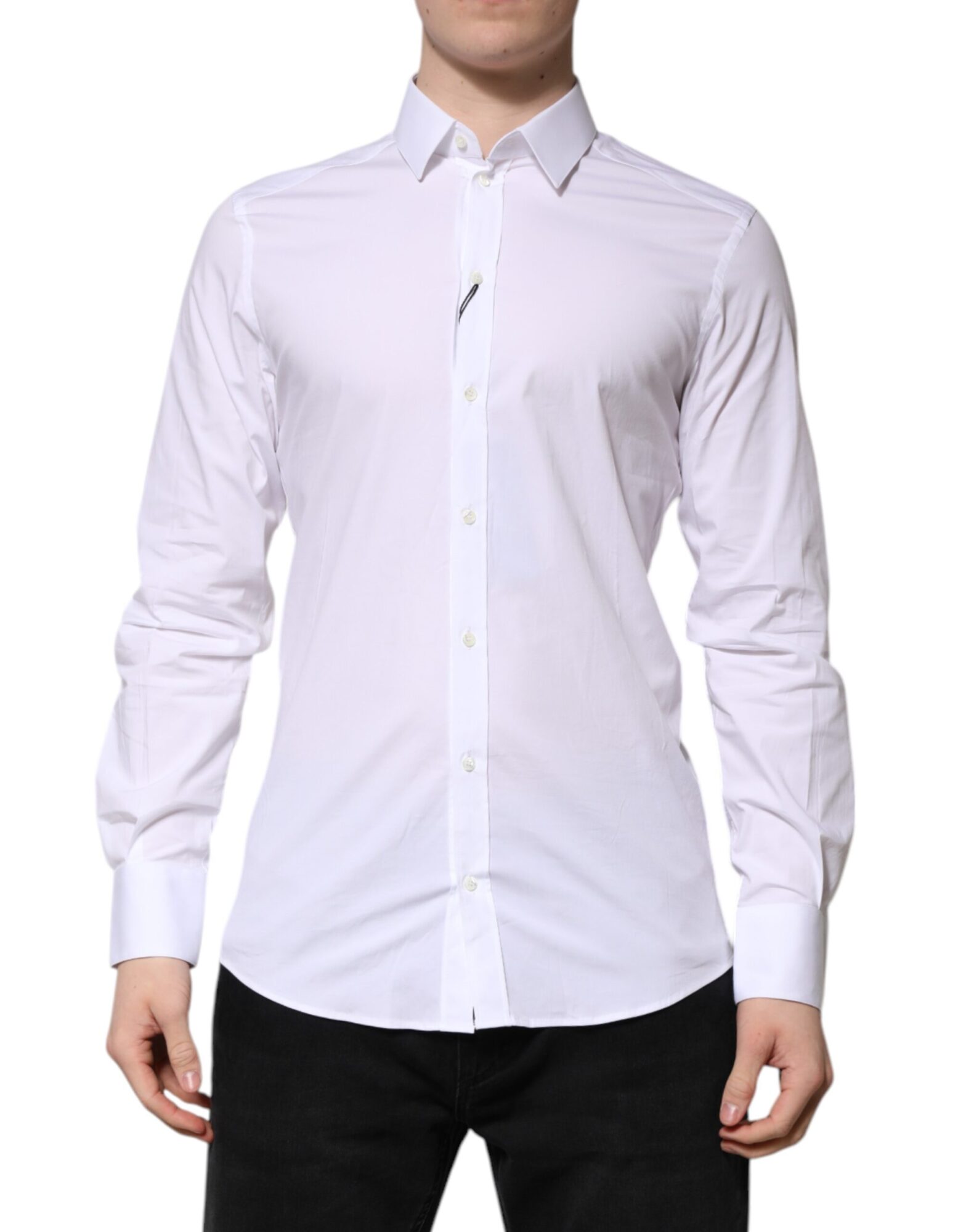 Dolce & Gabbana - White Cotton GOLD Long Sleeves Formal Shirt