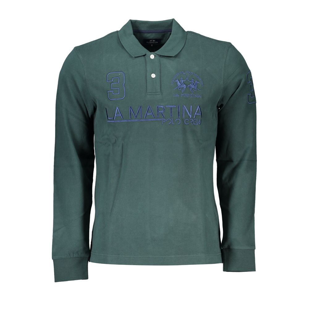 La Martina - Classic Green Polo Shirt with Embroidery Detail