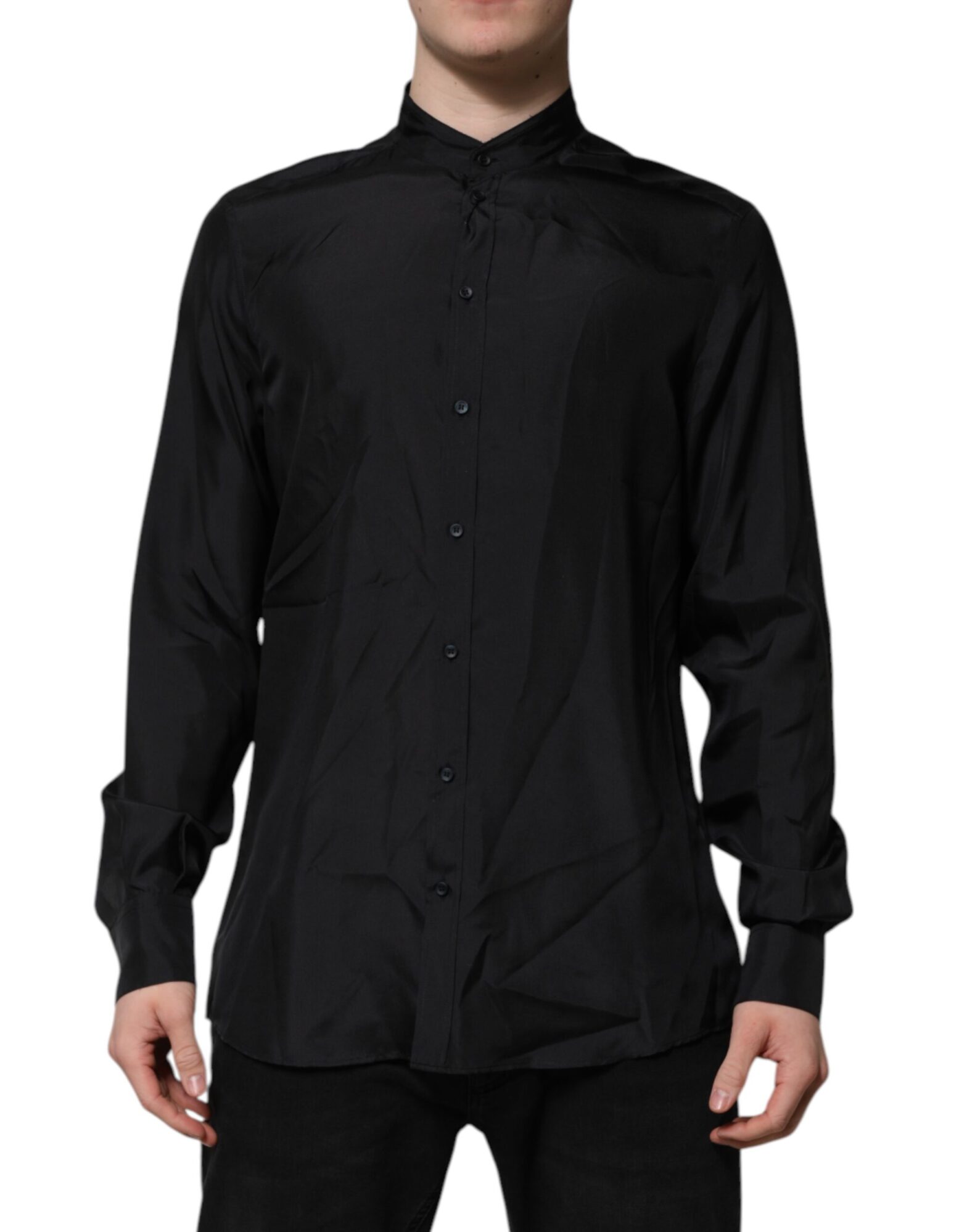 Dolce & Gabbana - Dark Blue Silk MARTINI Men Formal Dress Shirt