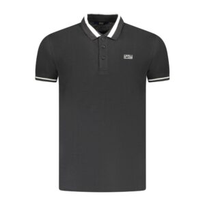 Black Cotton Men Polo Shirt