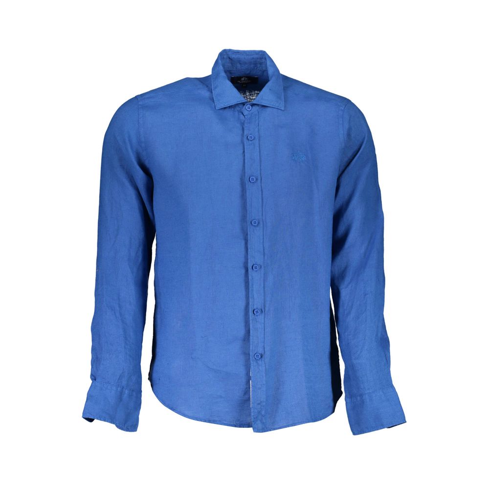 La Martina - Blue Linen Men Shirt