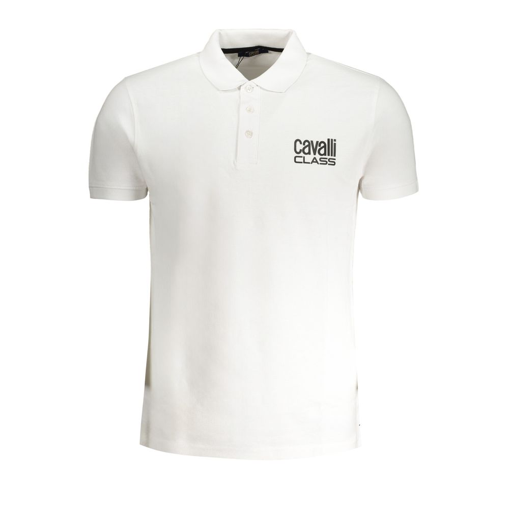 Cavalli Class - Bianco Cotton Men Polo Shirt
