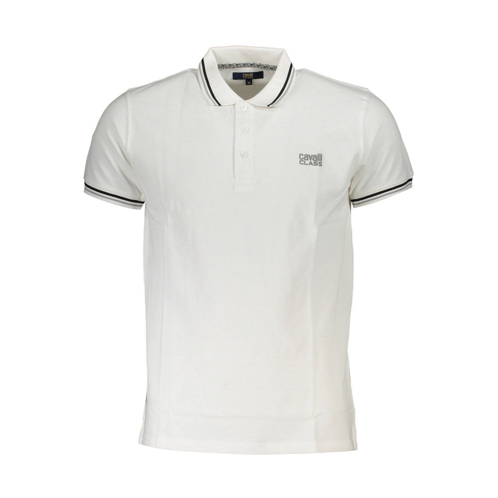 Cavalli Class - White Cotton Men Polo Shirt