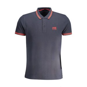 Blue Cotton Men Polo Shirt