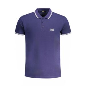 Blue Cotton Men Polo Shirt