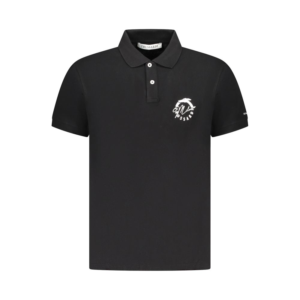 Trussardi - Black Cotton Men Polo Shirt