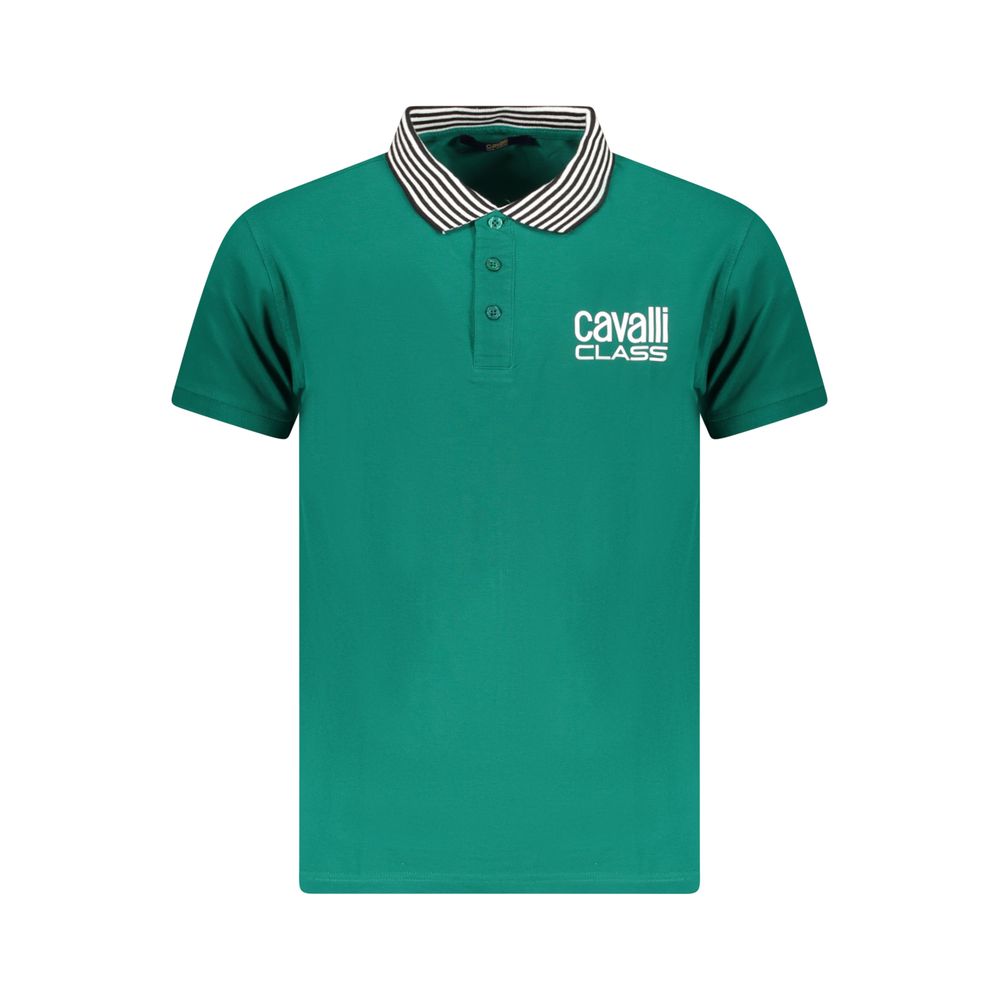 Cavalli Class - Green Cotton Men Polo Shirt