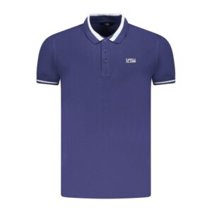 Blue Cotton Men Polo Shirt