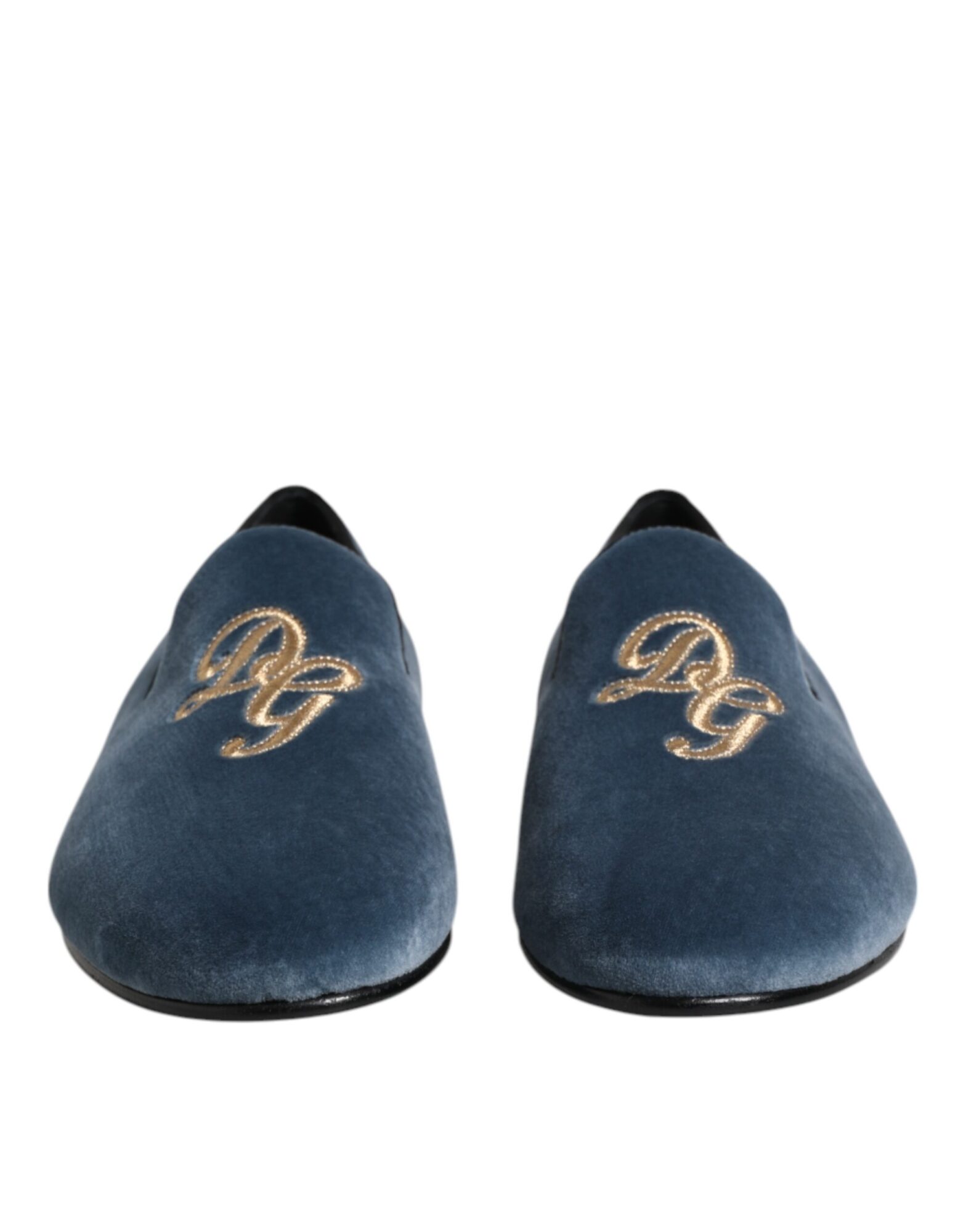 Dolce & Gabbana - Blue Velvet DG Logo Loafers Formal Shoes