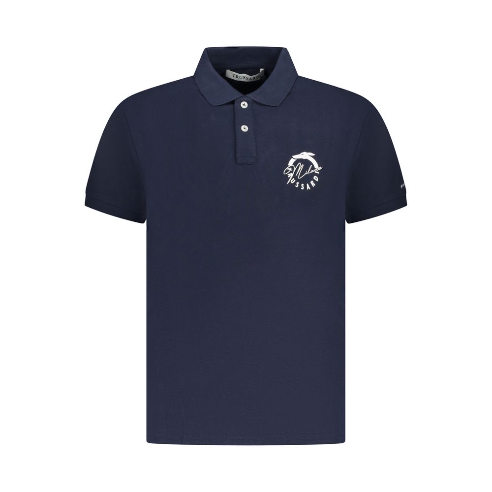 Trussardi - Blue Cotton Men Polo Shirt