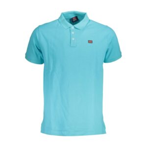 Blue Cotton Men Polo Shirt