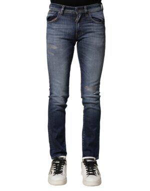 Blue Washed Cotton Slim Fit Men Denim Jeans