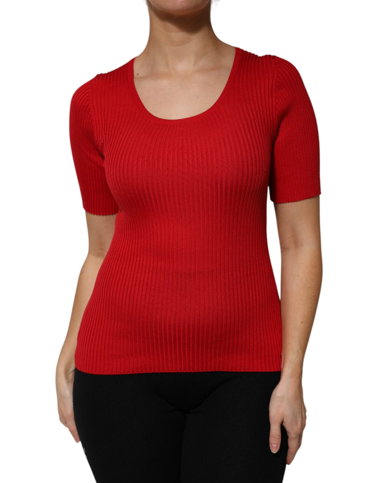 Dolce & Gabbana - Red Round Neck Short Sleeves Pullover Top