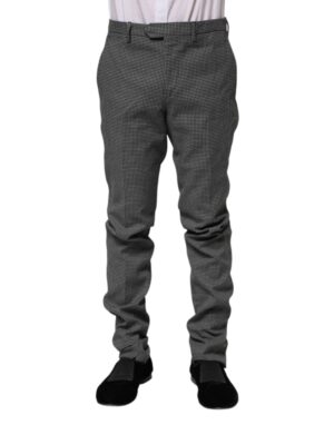 Black White Checkered Tapered Dress Pants