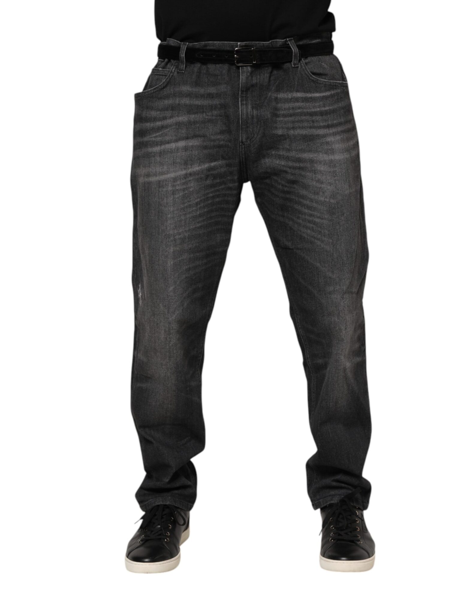 Dolce & Gabbana - Gray Washed Cotton Loose Denim Jeans