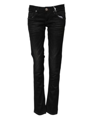 Black Cotton Slim Fit Denim Low Waist Denim Jeans