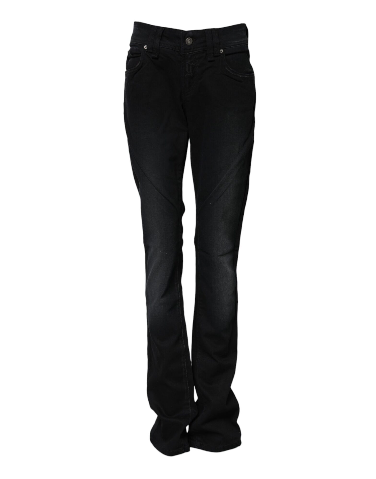 John Galliano - Black Cotton Mid Waist Tapered Denim Jeans