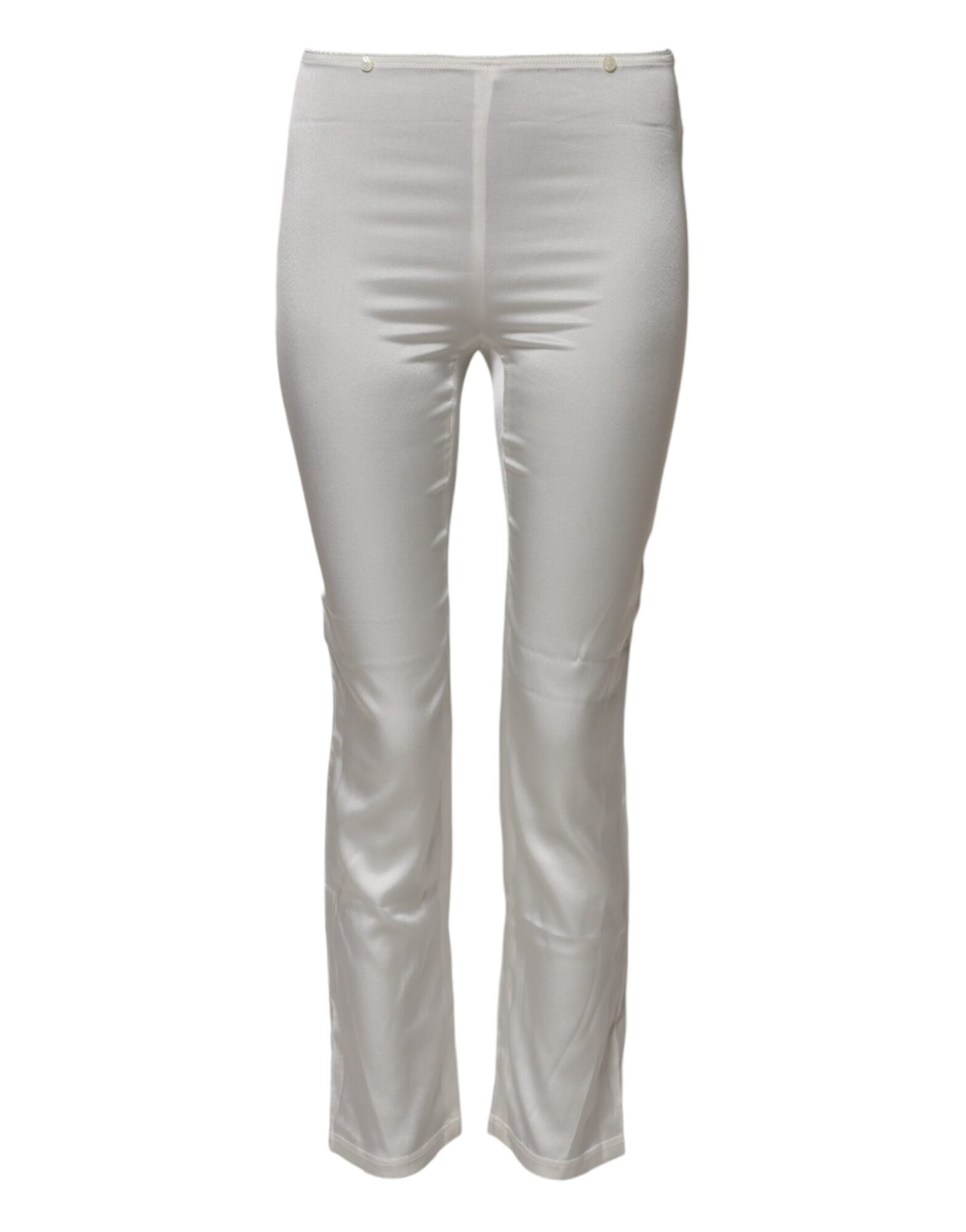 Dolce & Gabbana - Ivory Silk Tapered High Waist Pants