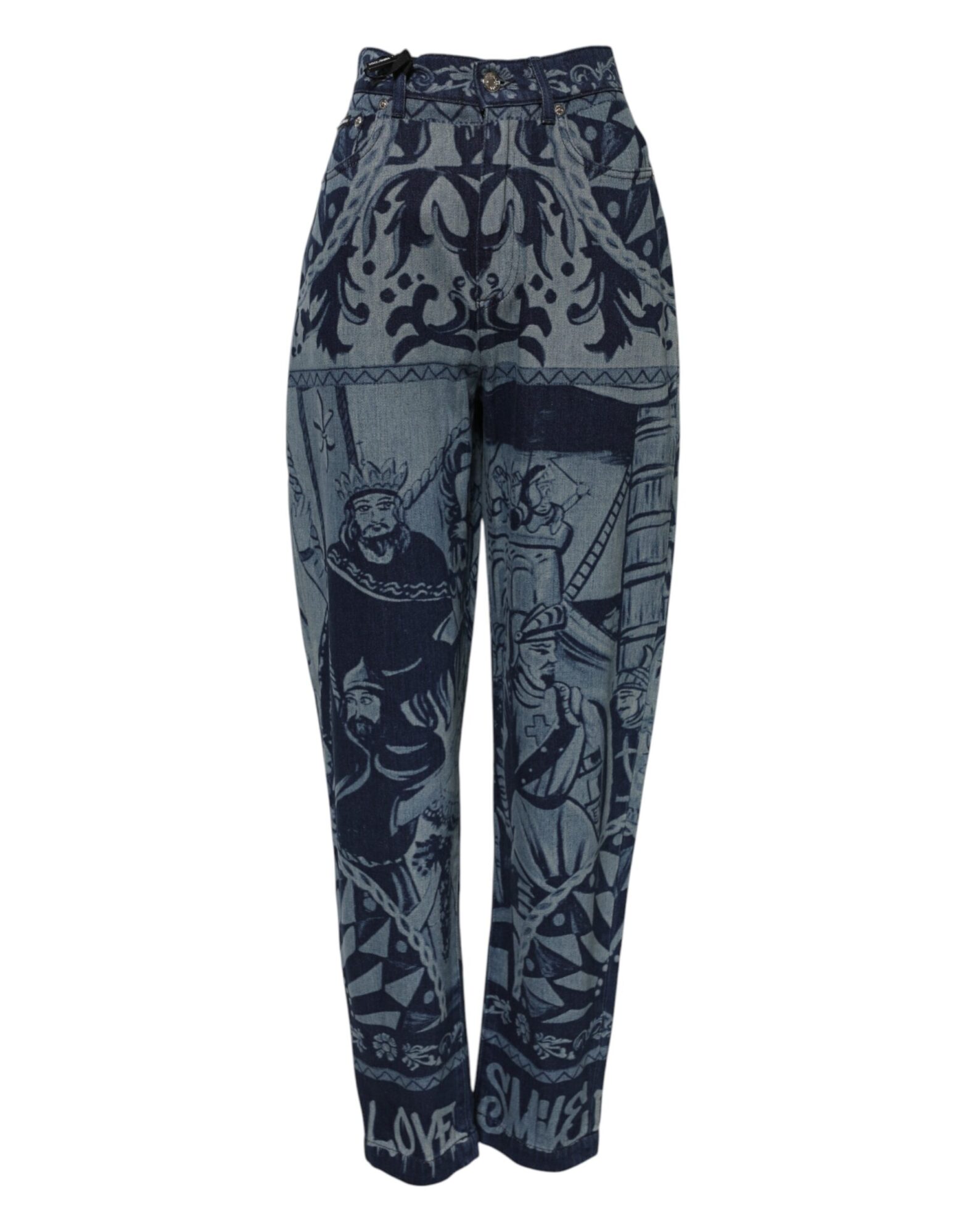 Dolce & Gabbana - Blue Graphic Print Tapered Denim Jeans