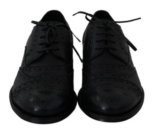 Blue Leather Wingtip Oxford Dress Shoes
