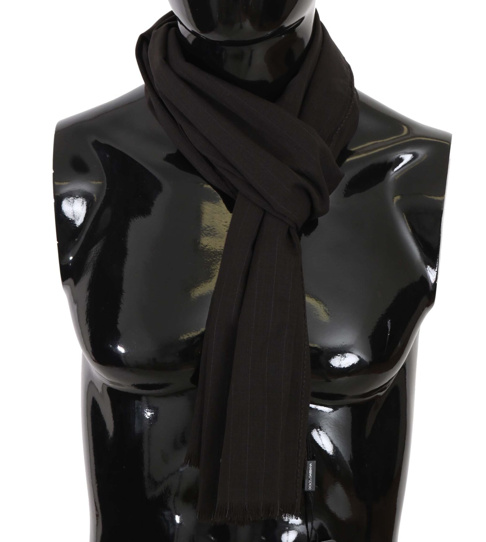 Dolce & Gabbana - Brown Virgin Wool Striped Pattern Wrap Scarf
