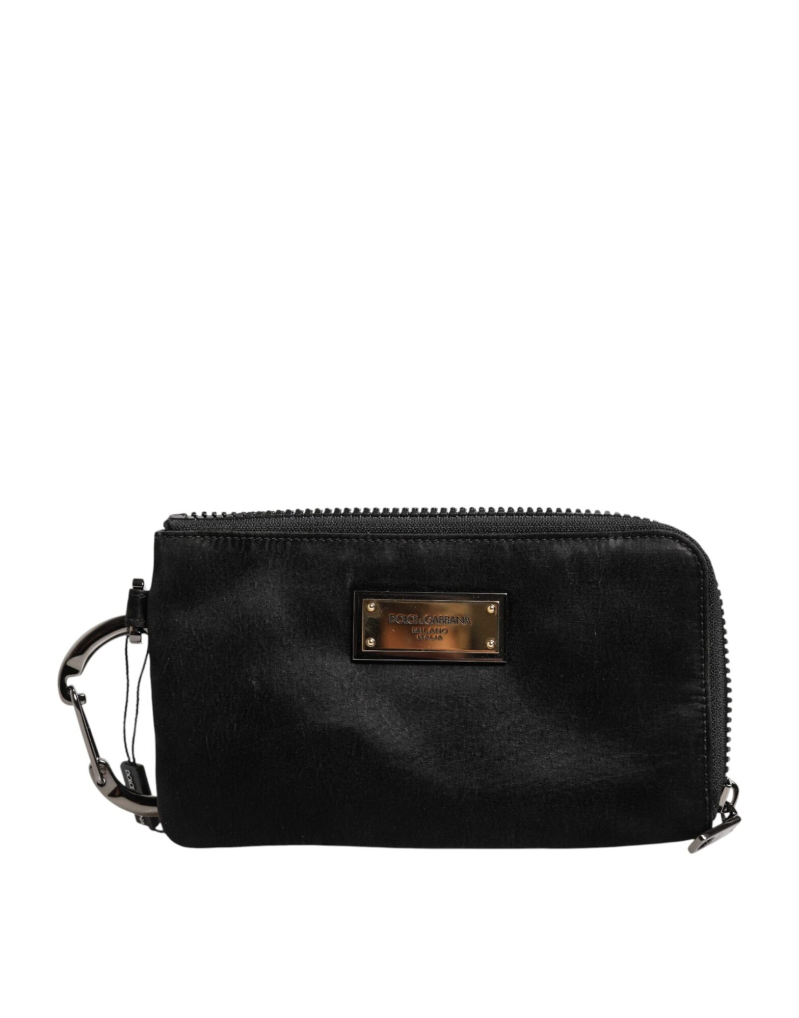 Dolce & Gabbana - Black Nylon Logo Plaque Keyring Pouch Clutch Bag